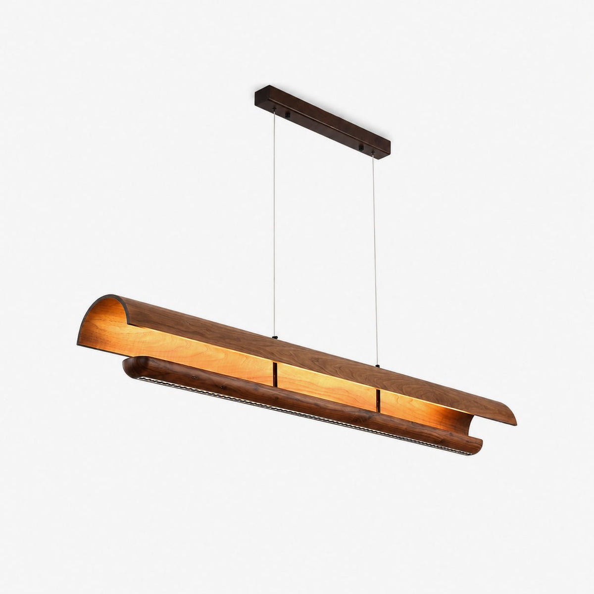 Curved gebogene Holz-Pendelleuchte