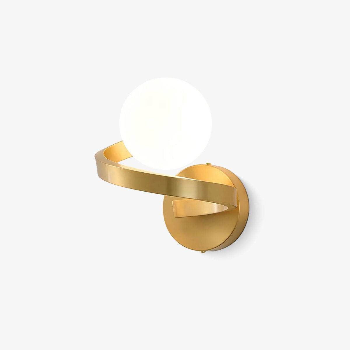 Yvian gebogene zeitgenössische minimalistische Messing-Glas-Wandleuchte