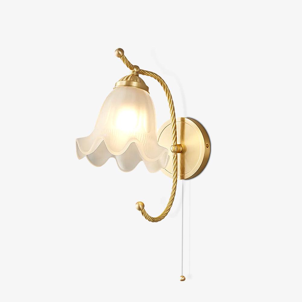 Celisenne Wandleuchte Messing Schwanenhals Milchglas Blumenform