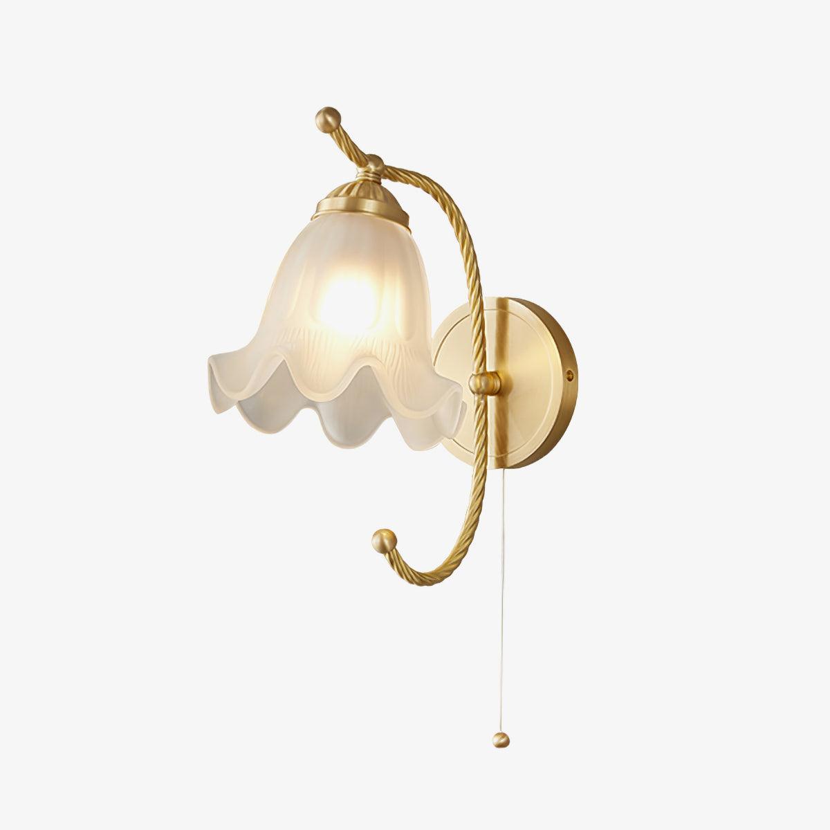 Celisenne Wandleuchte Messing Schwanenhals Milchglas Blumenform