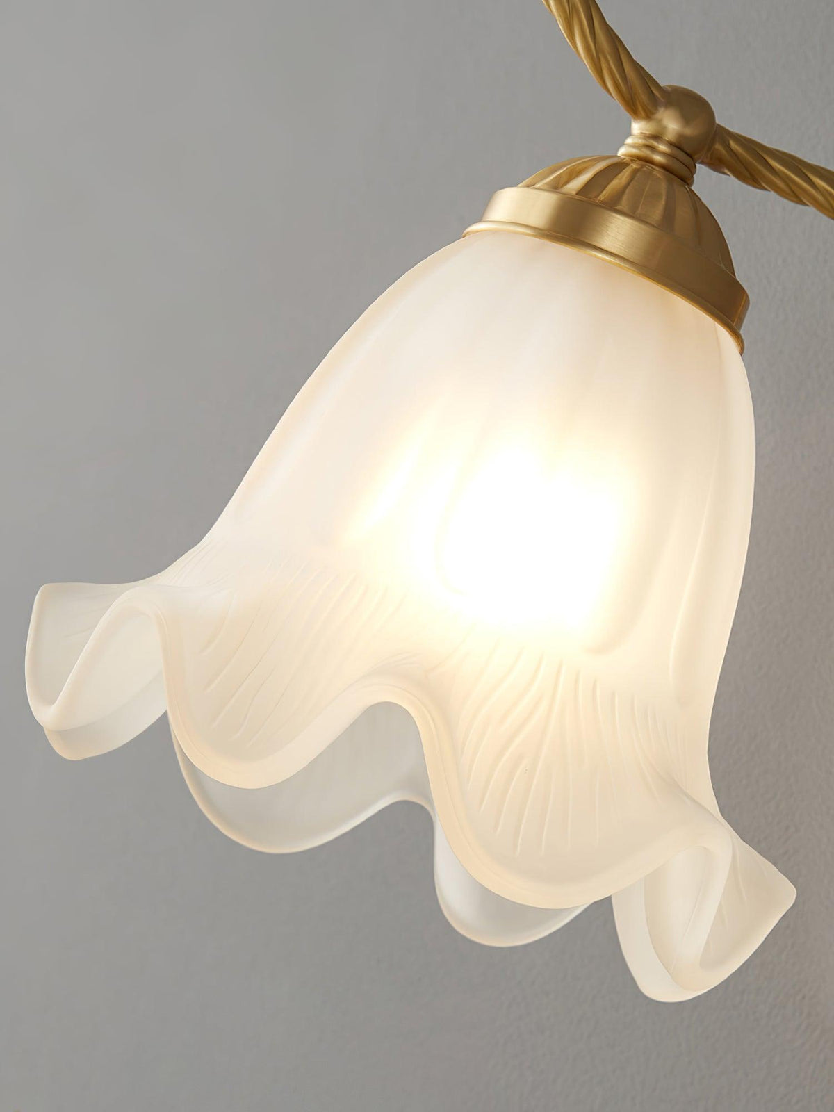 Celisenne Wandleuchte Messing Schwanenhals Milchglas Blumenform