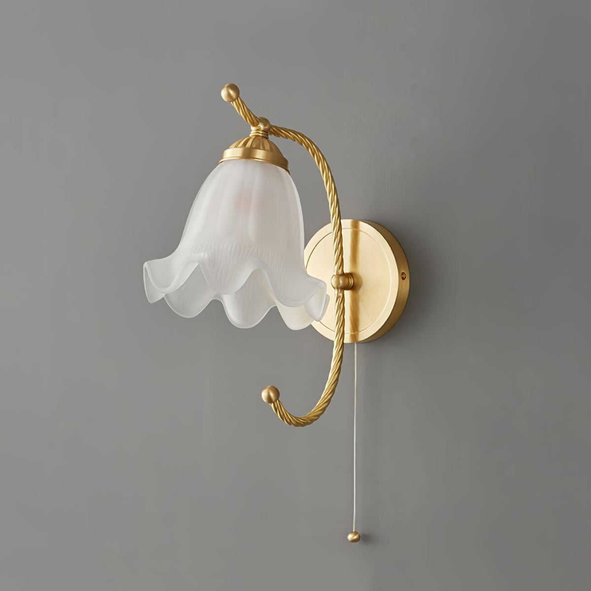 Celisenne Wandleuchte Messing Schwanenhals Milchglas Blumenform