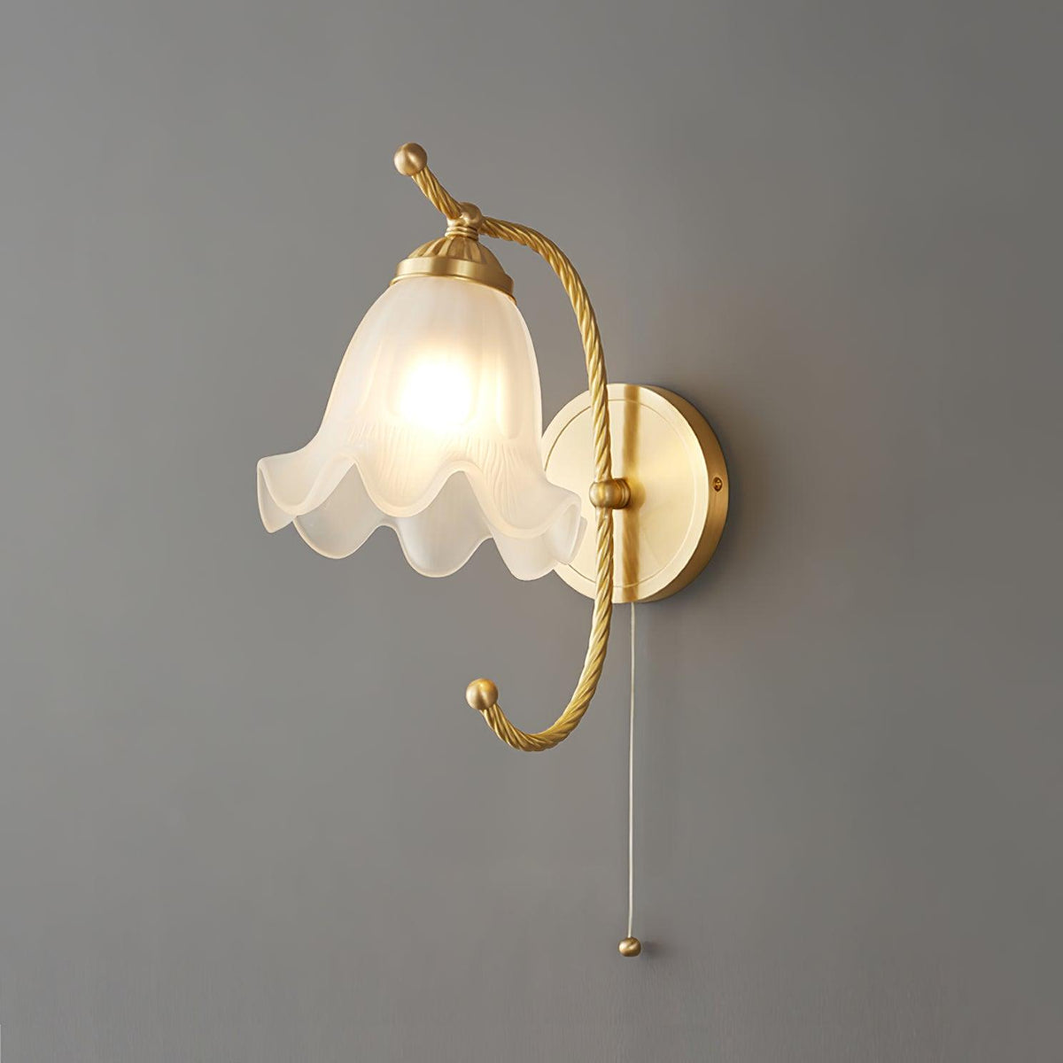 Celisenne Wandleuchte Messing Schwanenhals Milchglas Blumenform
