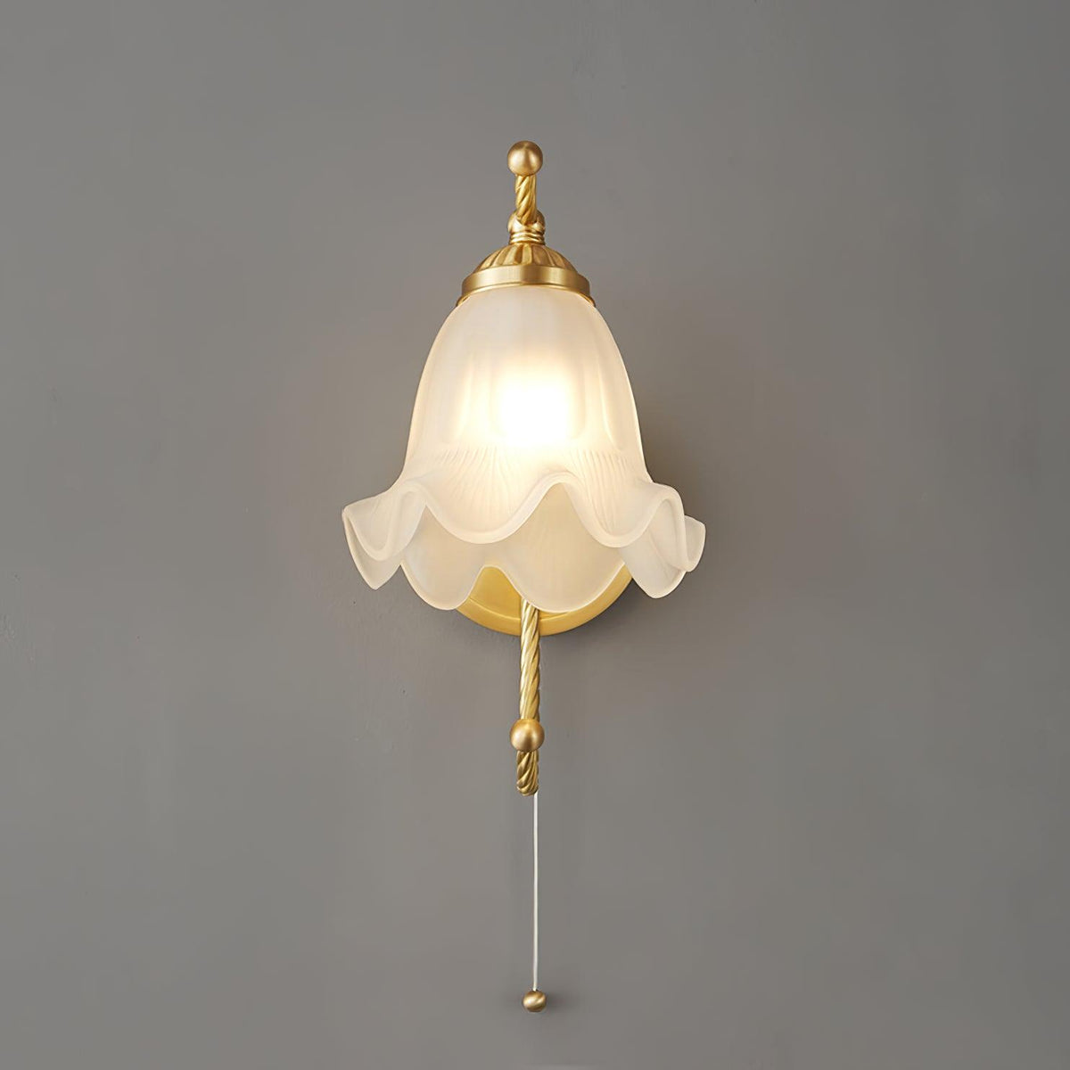 Celisenne Wandleuchte Messing Schwanenhals Milchglas Blumenform