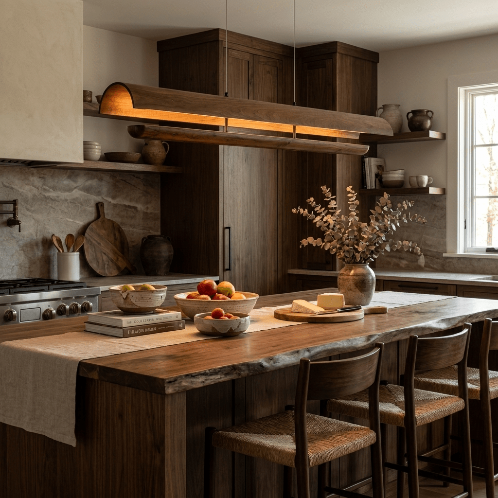 Curved gebogene Holz-Pendelleuchte