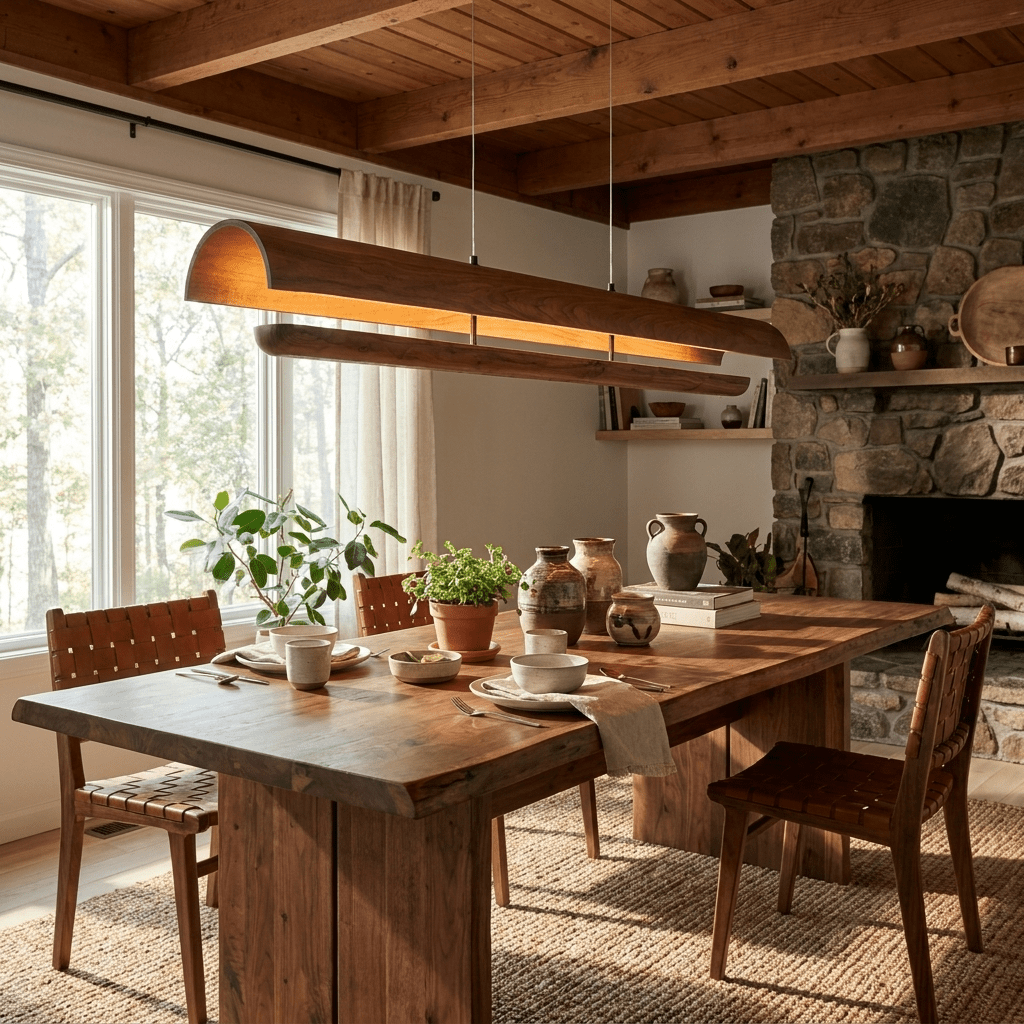 Curved gebogene Holz-Pendelleuchte
