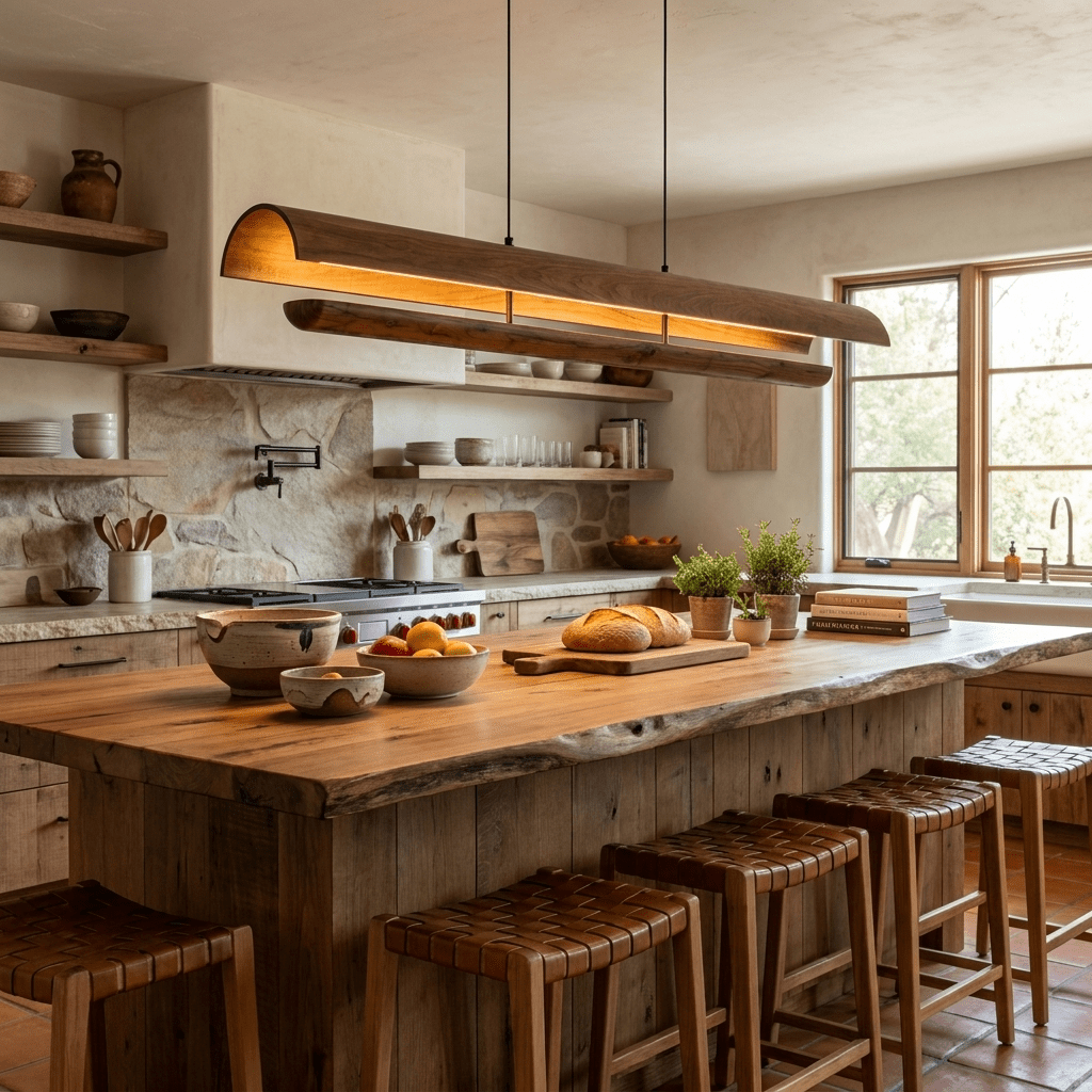 Curved gebogene Holz-Pendelleuchte