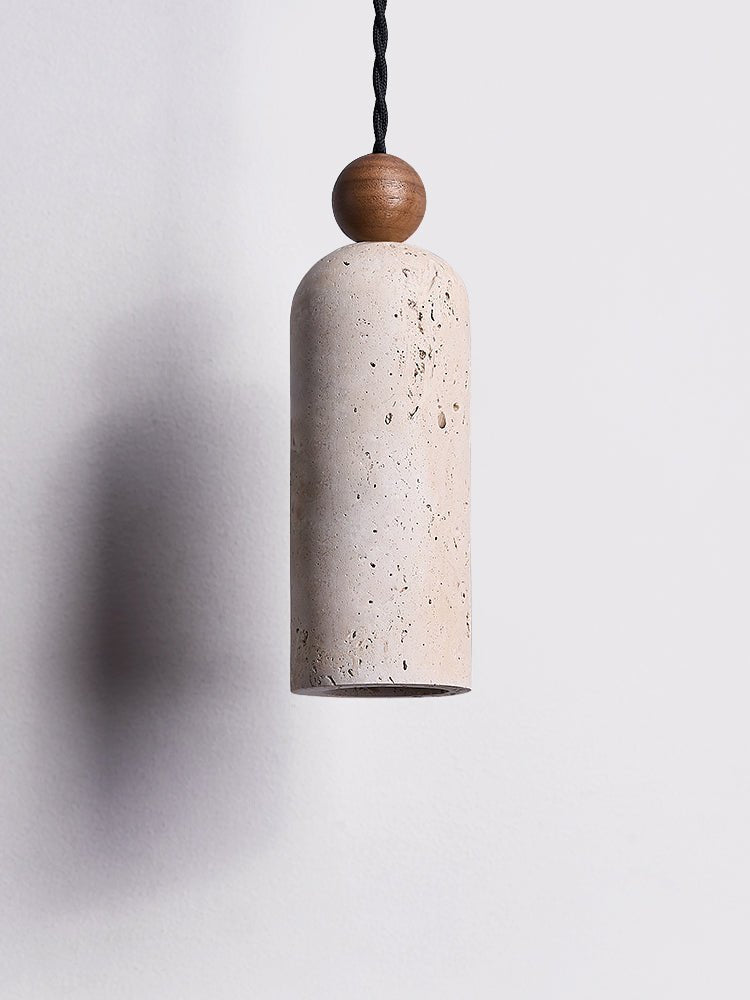 Cylinder Pendelleuchte aus Holzperlen