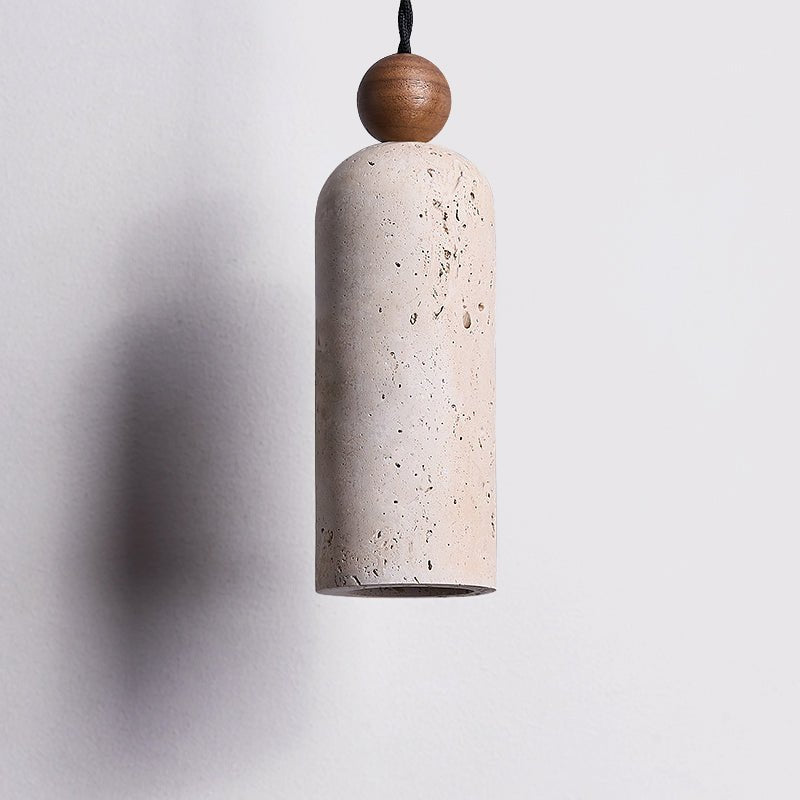 Cylinder Pendelleuchte aus Holzperlen