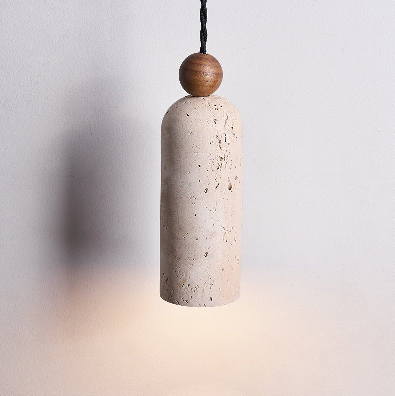 Cylinder Pendelleuchte aus Holzperlen