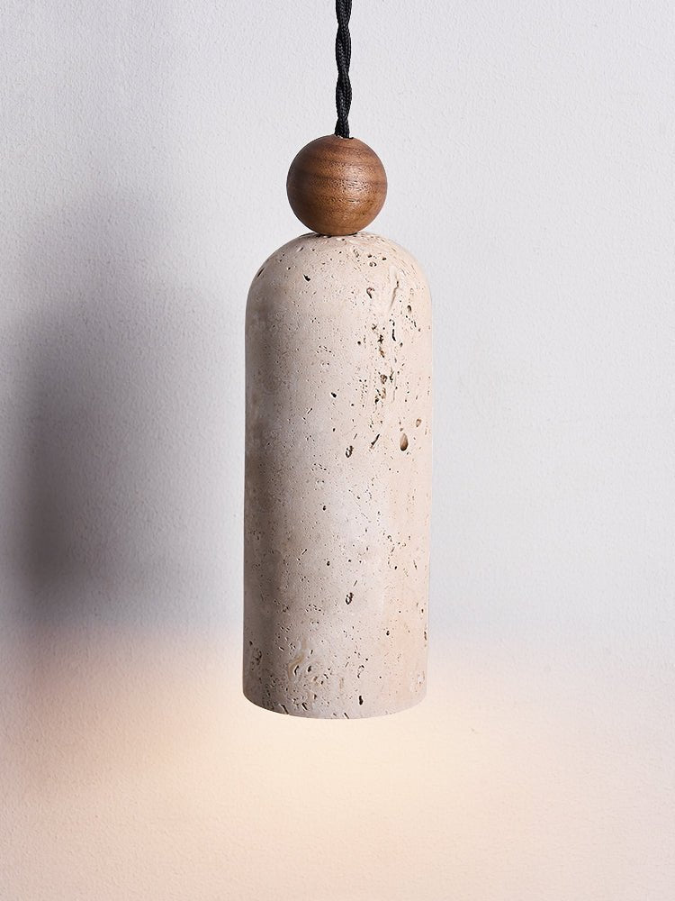 Cylinder Pendelleuchte aus Holzperlen