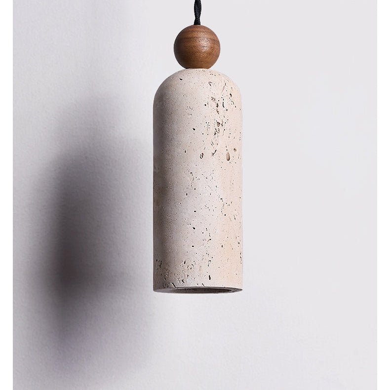 Cylinder Pendelleuchte aus Holzperlen