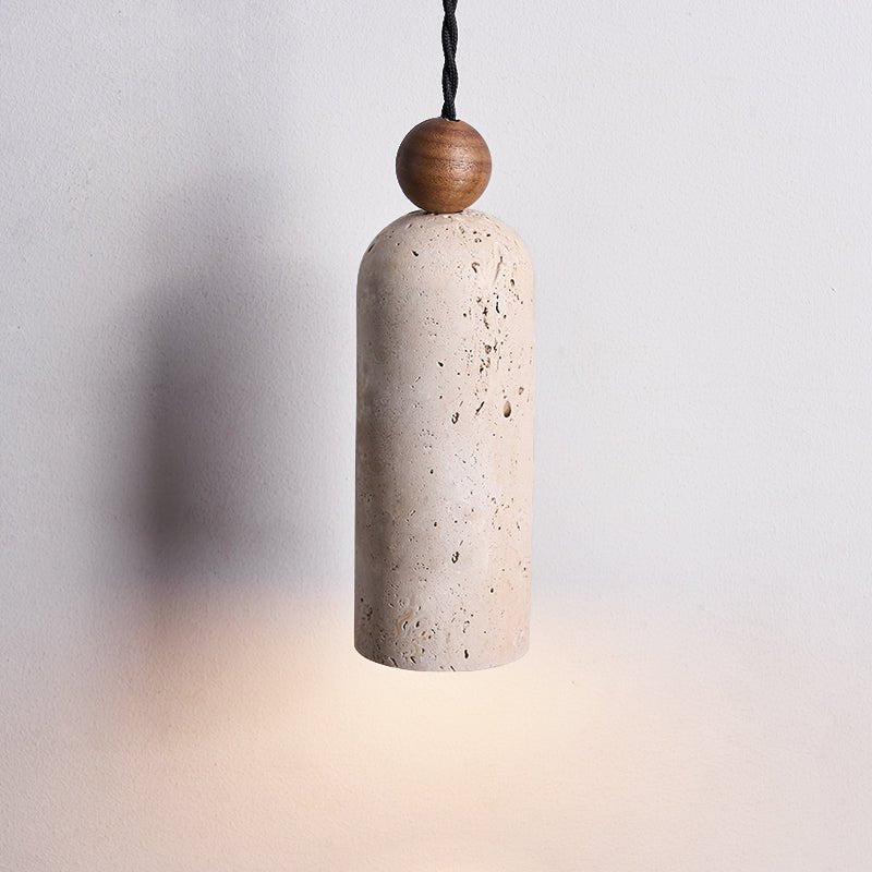Cylinder Pendelleuchte aus Holzperlen