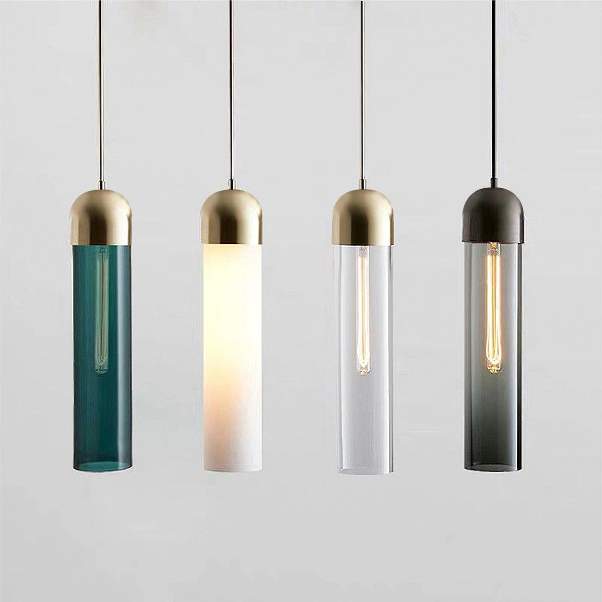 Eurcara zeitgenössische minimalistische Pendelleuchte aus Glas mit zylindrischer Form