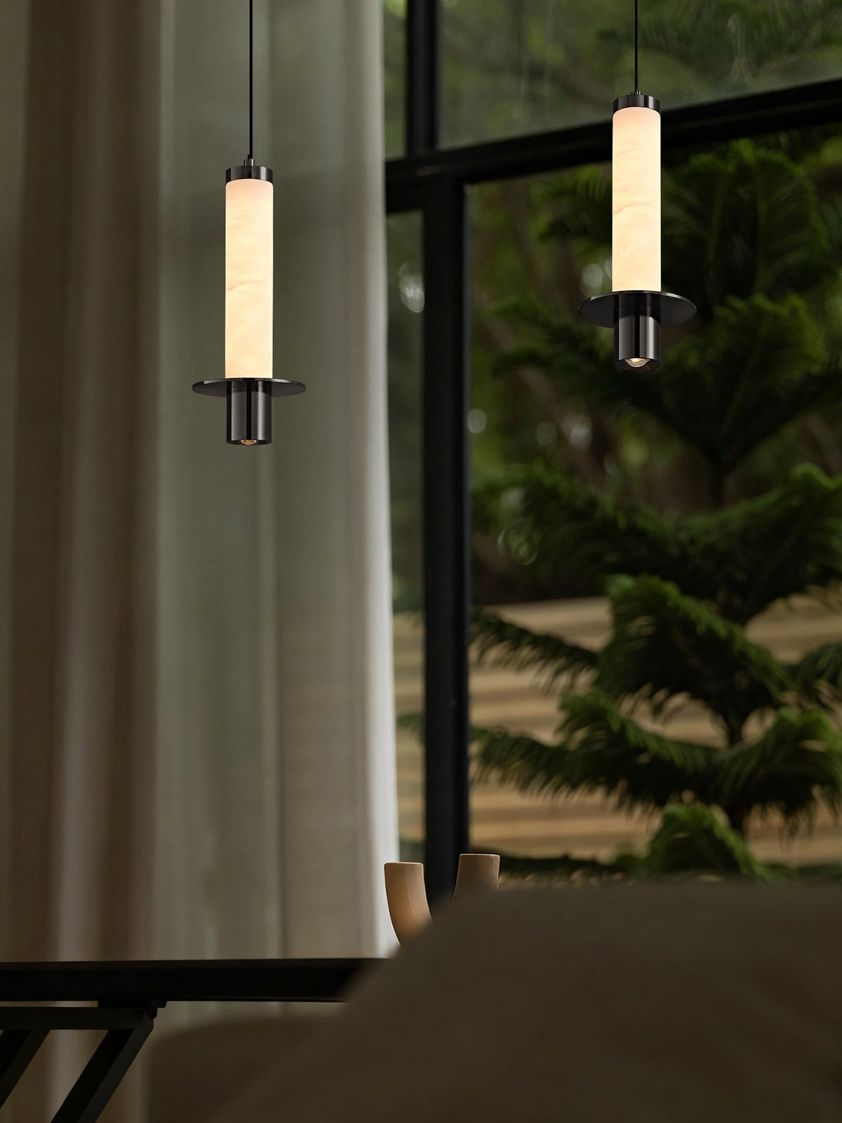 Eirenelia Slim Alabaster Zylindrische Pendelleuchte
