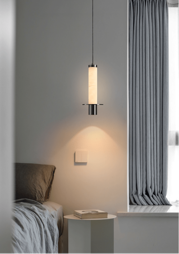 Eirenelia Slim Alabaster Zylindrische Pendelleuchte