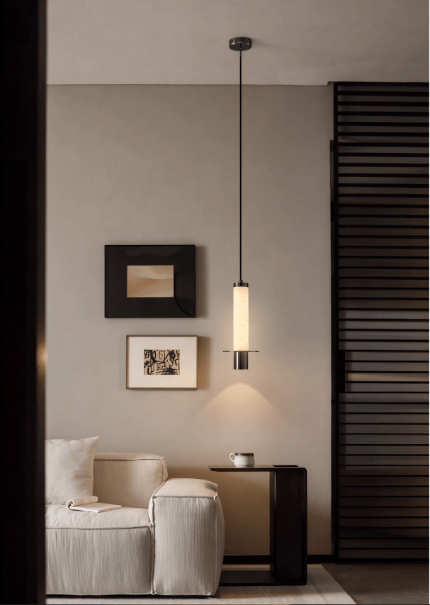 Eirenelia Slim Alabaster Zylindrische Pendelleuchte