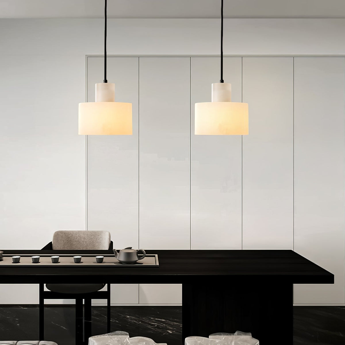 Alabaster Pendelleuchte Dual Zylindrisch
