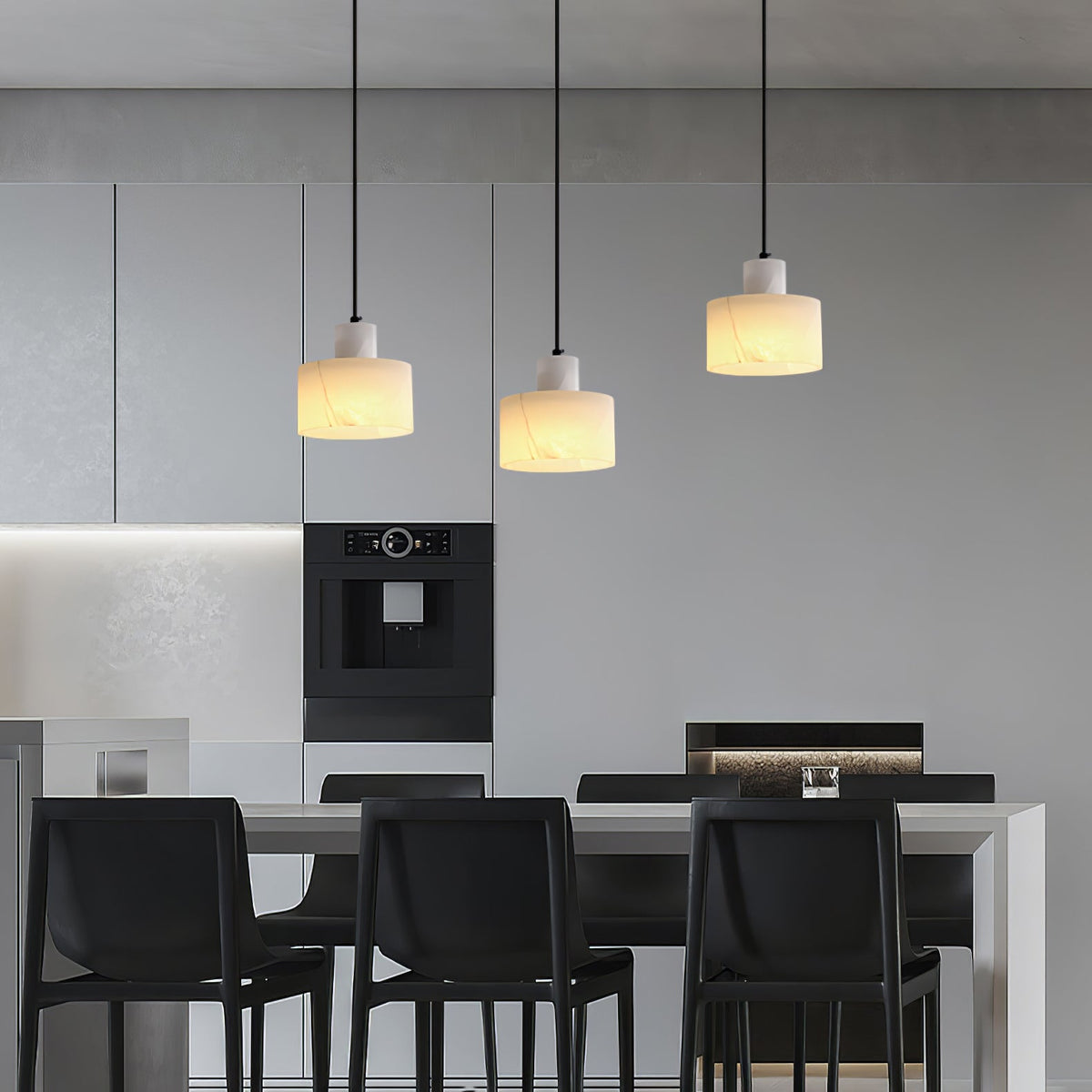 Alabaster Pendelleuchte Dual Zylindrisch