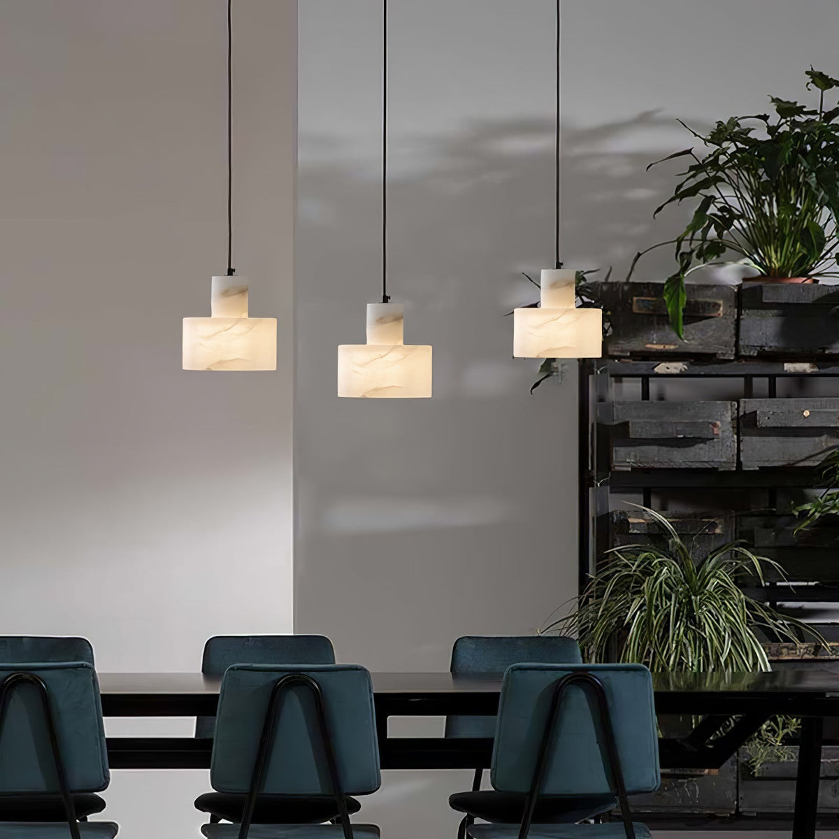 Alabaster Pendelleuchte Dual Zylindrisch