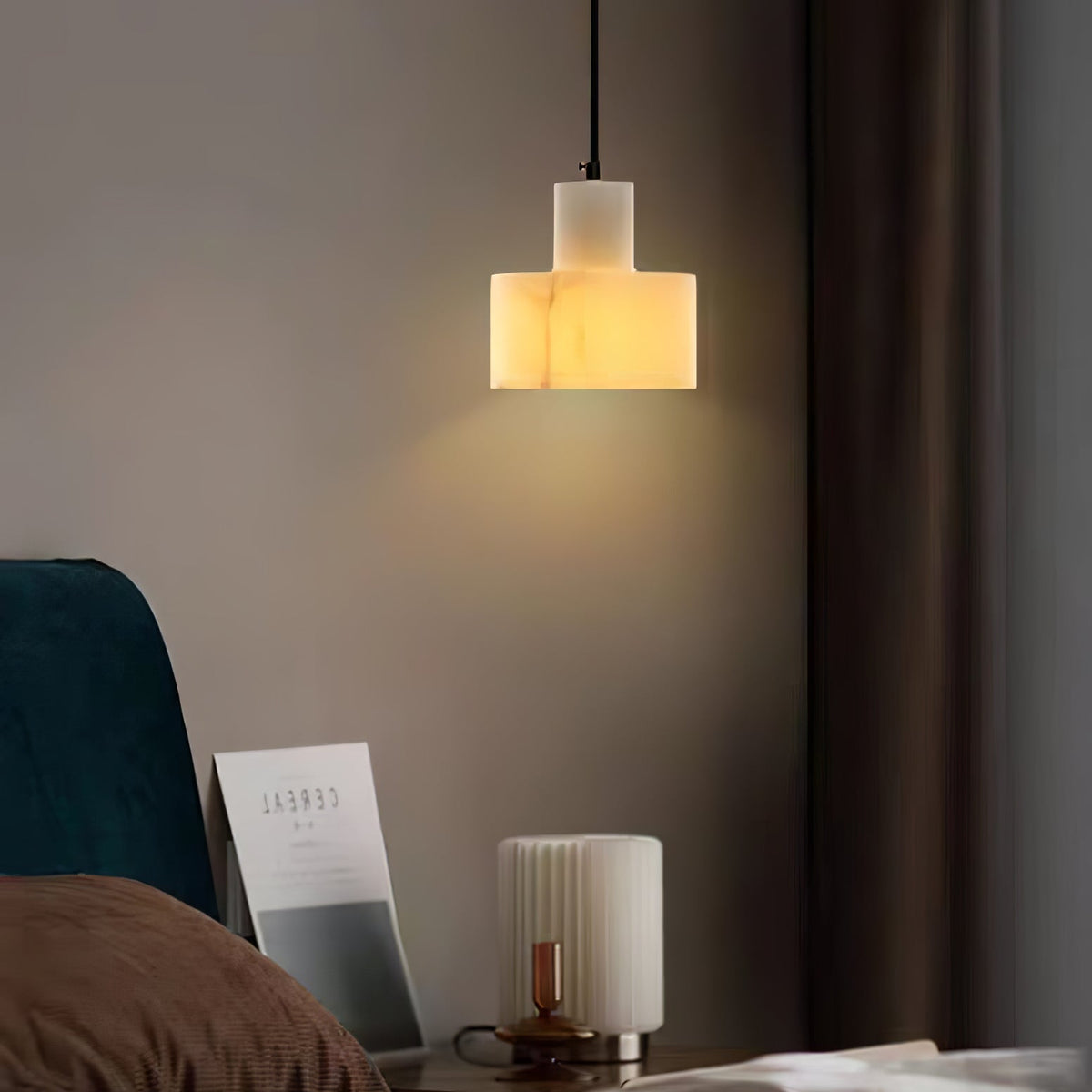 Alabaster Pendelleuchte Dual Zylindrisch
