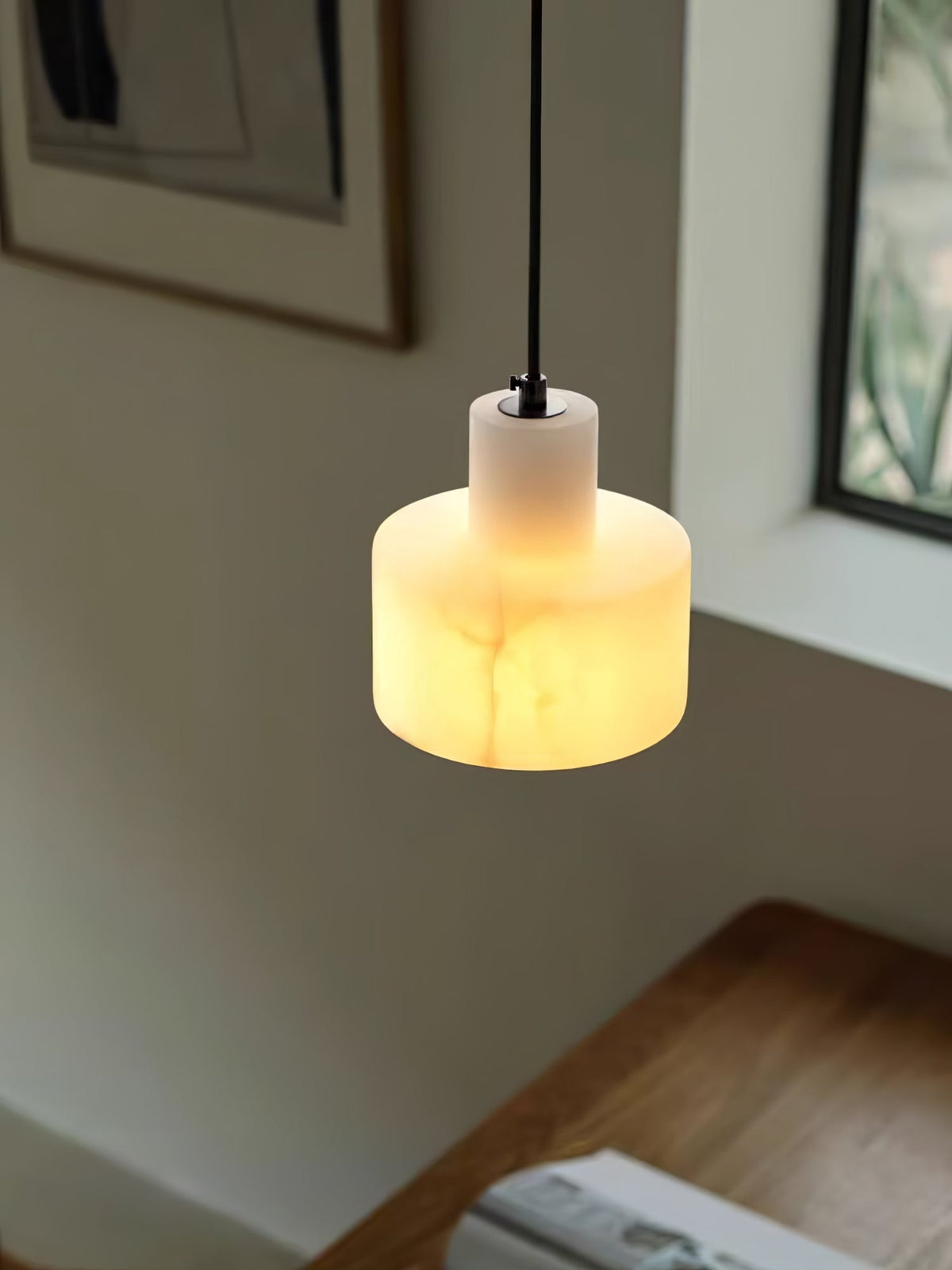 Alabaster Pendelleuchte Dual Zylindrisch