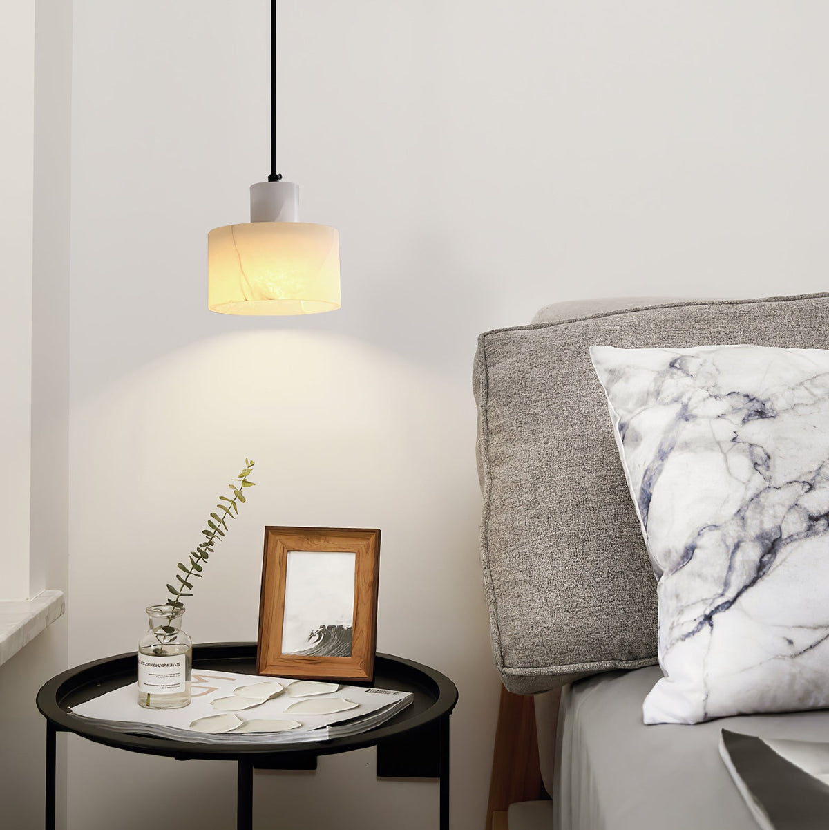 Alabaster Pendelleuchte Dual Zylindrisch