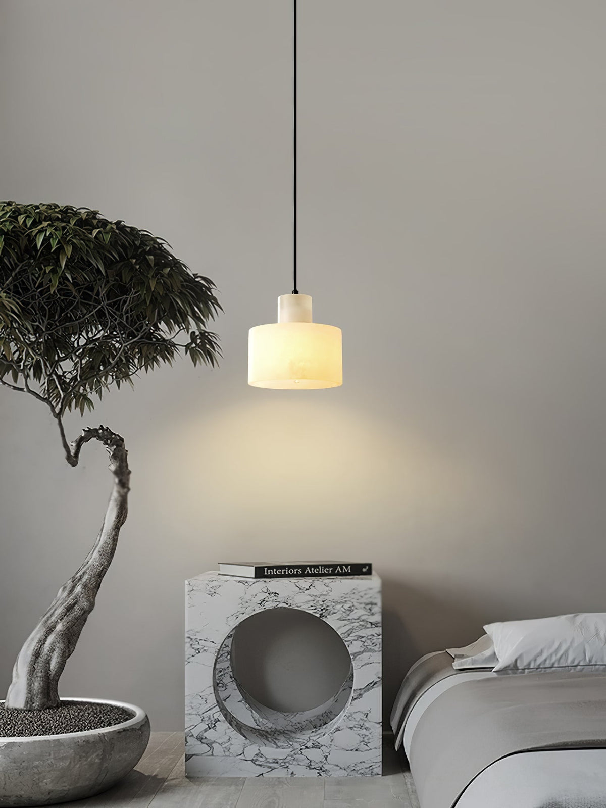 Alabaster Pendelleuchte Dual Zylindrisch