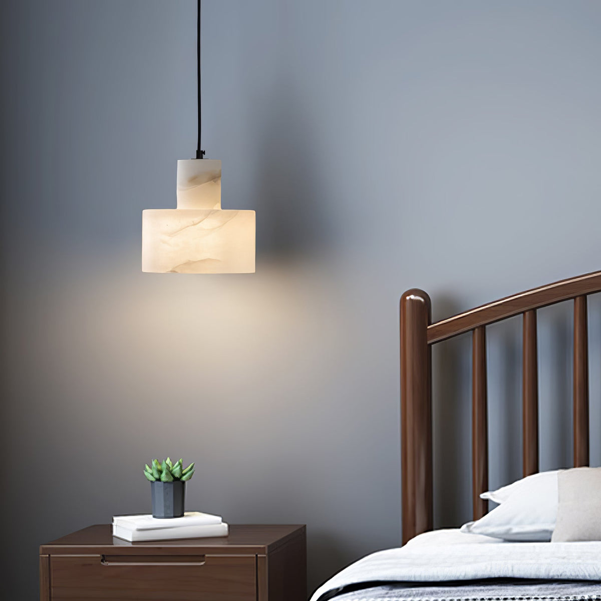 Alabaster Pendelleuchte Dual Zylindrisch
