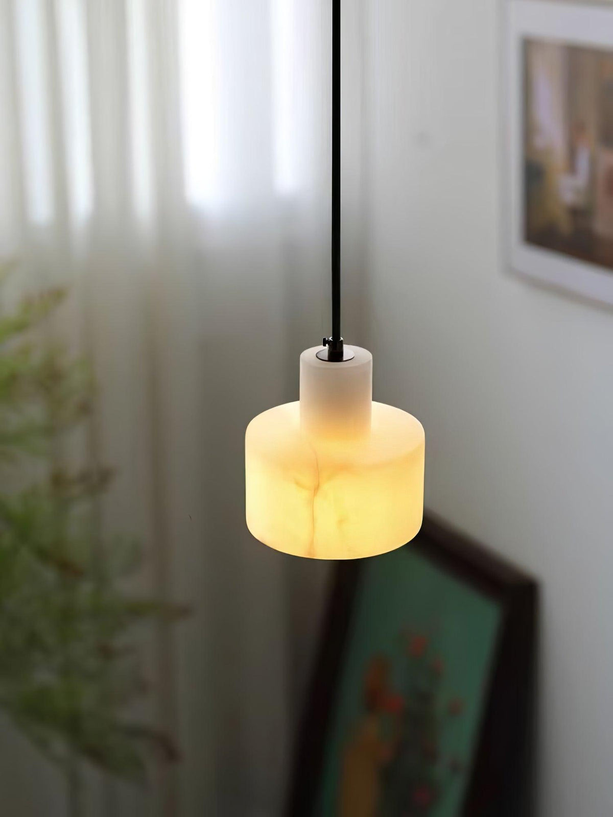 Alabaster Pendelleuchte Dual Zylindrisch