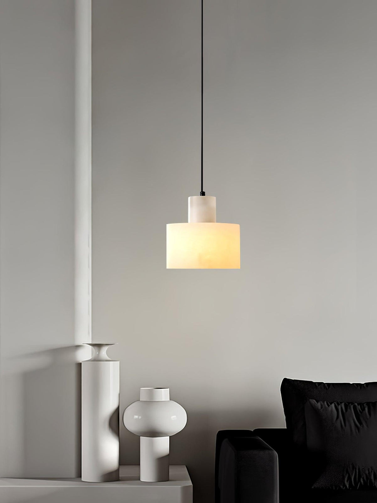 Alabaster Pendelleuchte Dual Zylindrisch