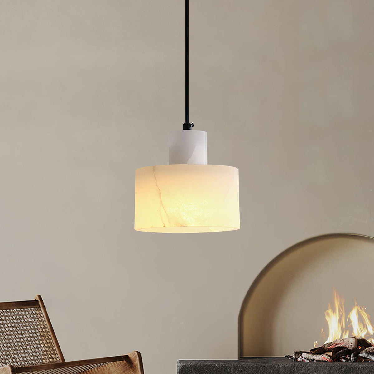 Alabaster Pendelleuchte Dual Zylindrisch