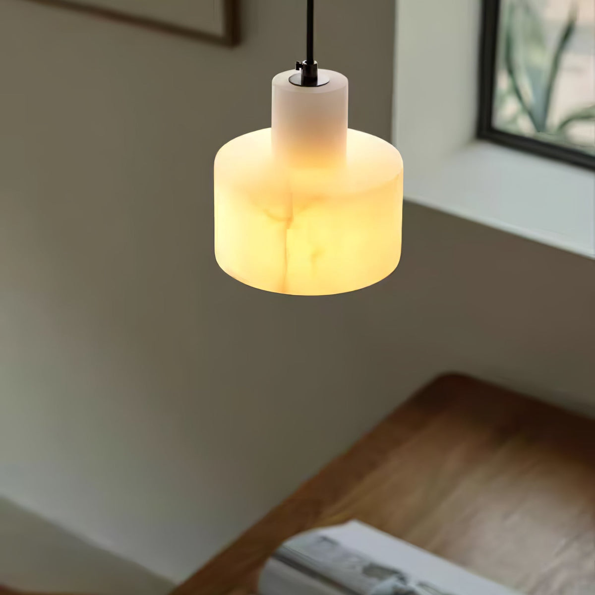 Alabaster Pendelleuchte Dual Zylindrisch