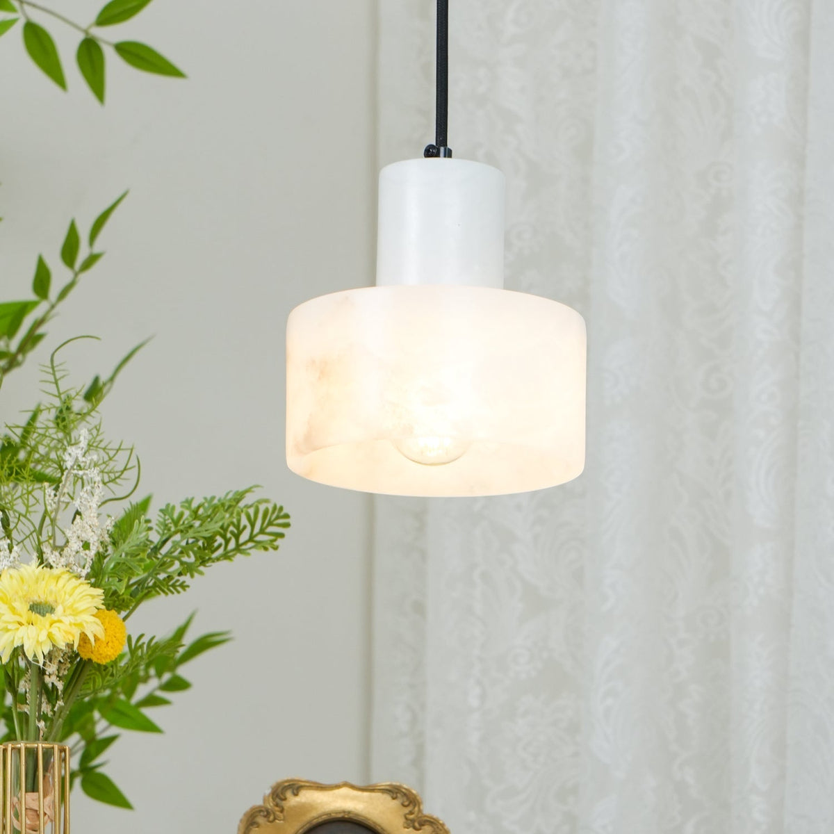 Alabaster Pendelleuchte Dual Zylindrisch
