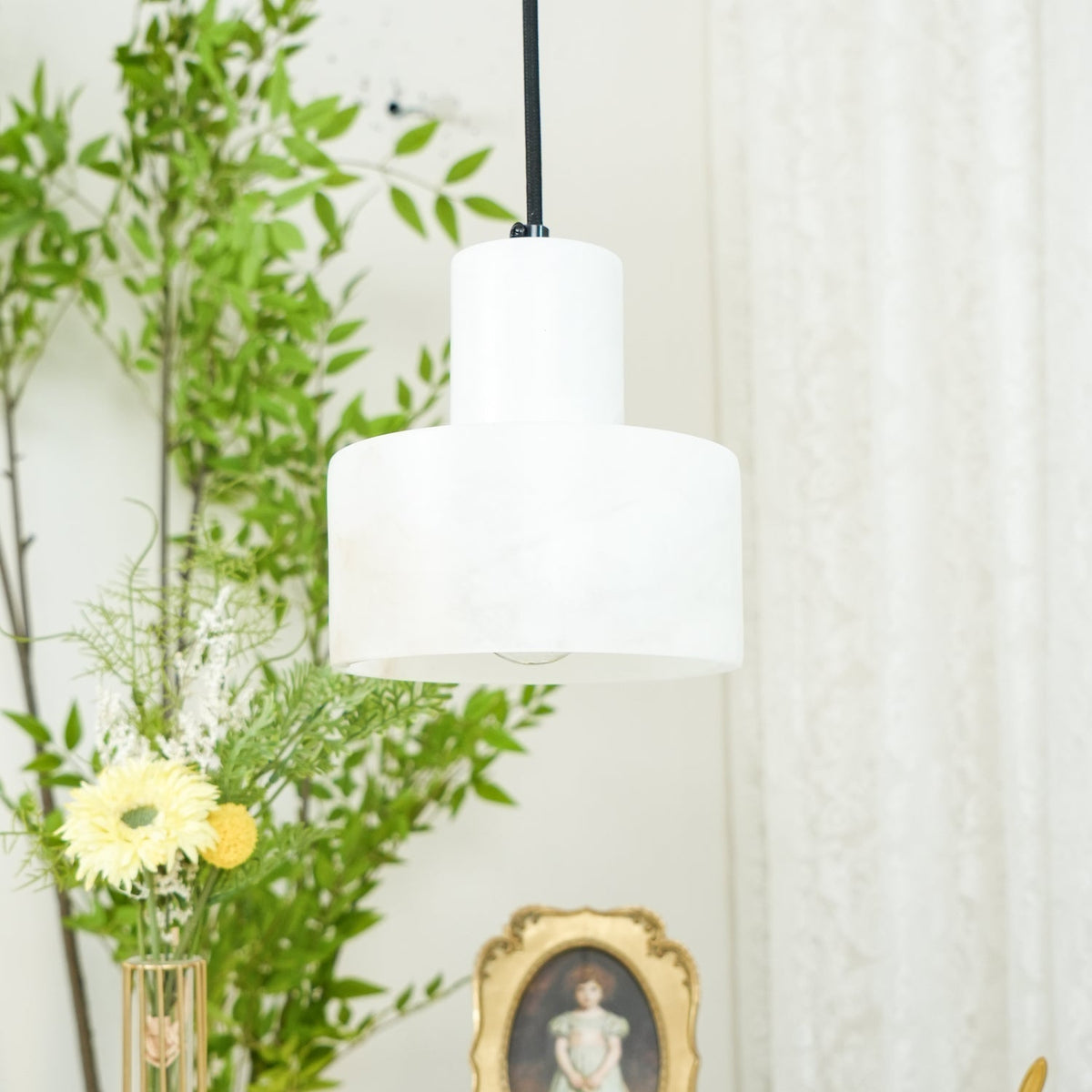 Alabaster Pendelleuchte Dual Zylindrisch