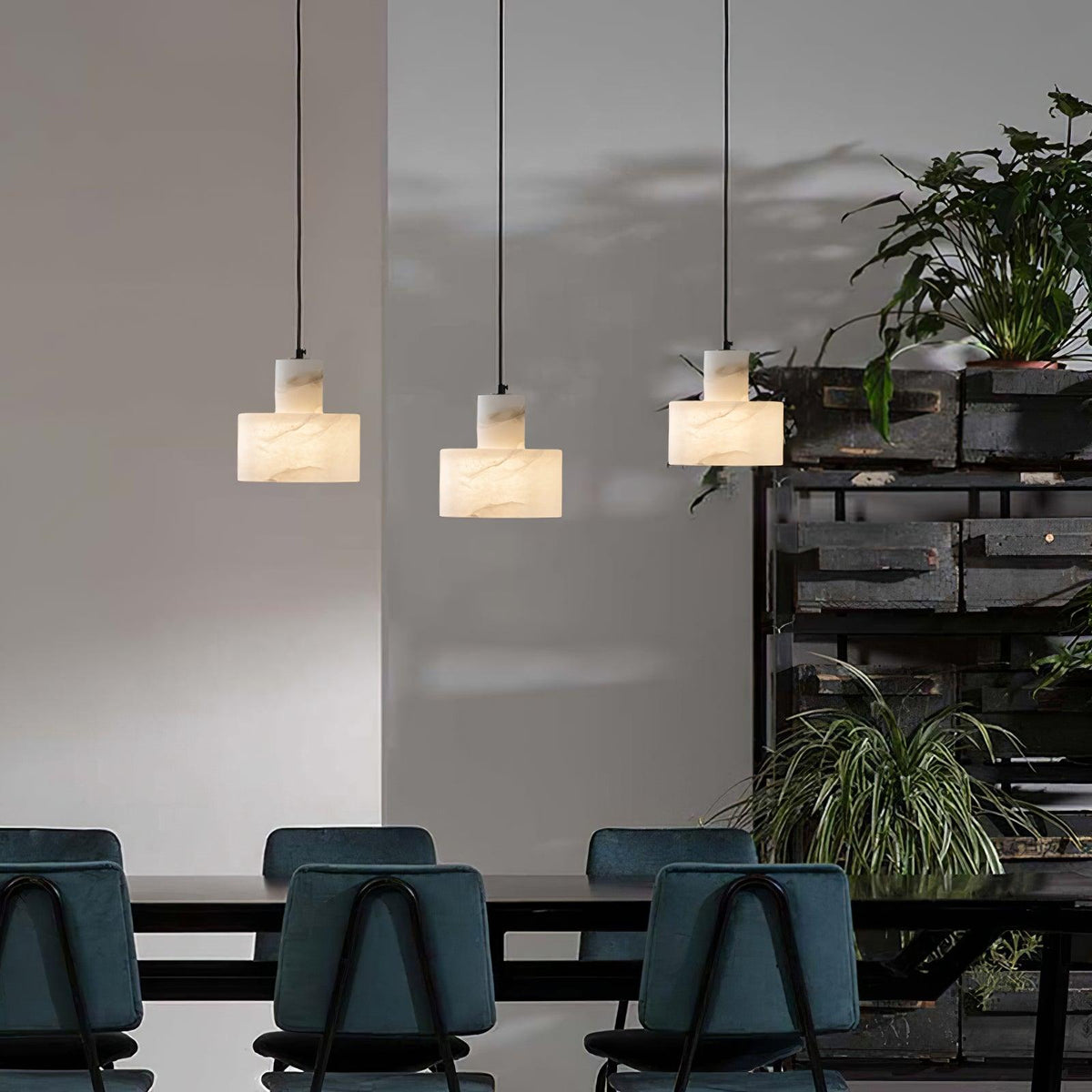 Alabaster Pendelleuchte Dual Zylindrisch