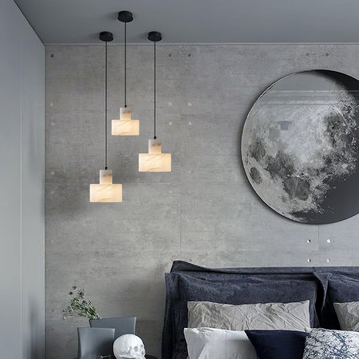 Alabaster Pendelleuchte Dual Zylindrisch