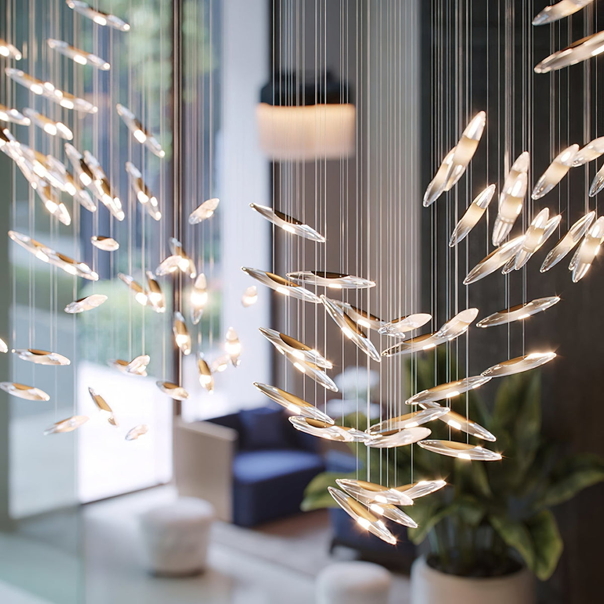 Hylor luxuriöser Kronleuchter aus Glas mit Moonlight Whispers