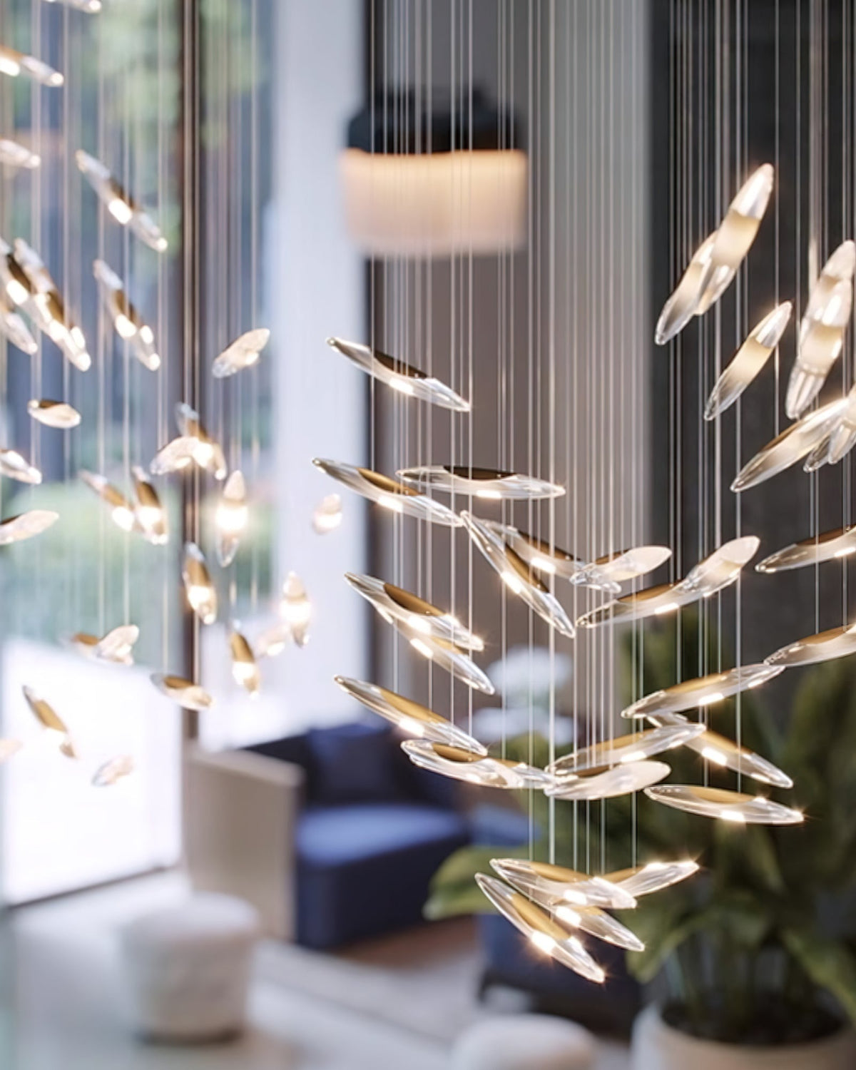 Hylor luxuriöser Kronleuchter aus Glas mit Moonlight Whispers