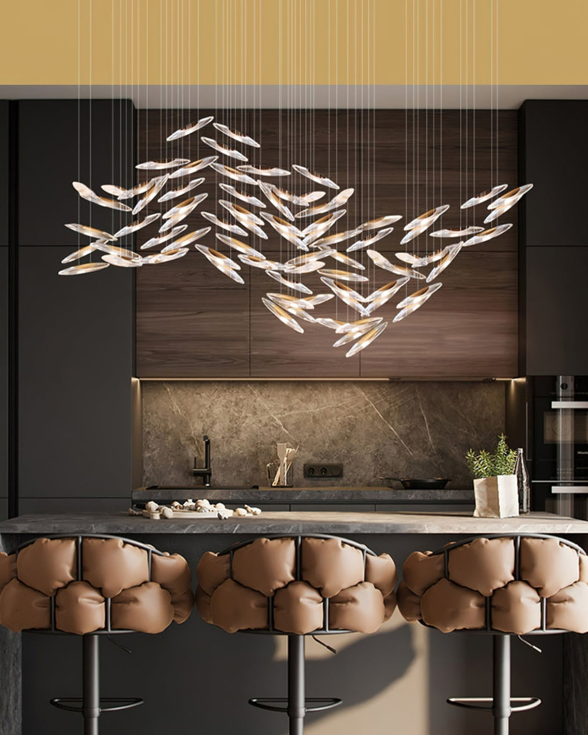 Hylor luxuriöser Kronleuchter aus Glas mit Moonlight Whispers