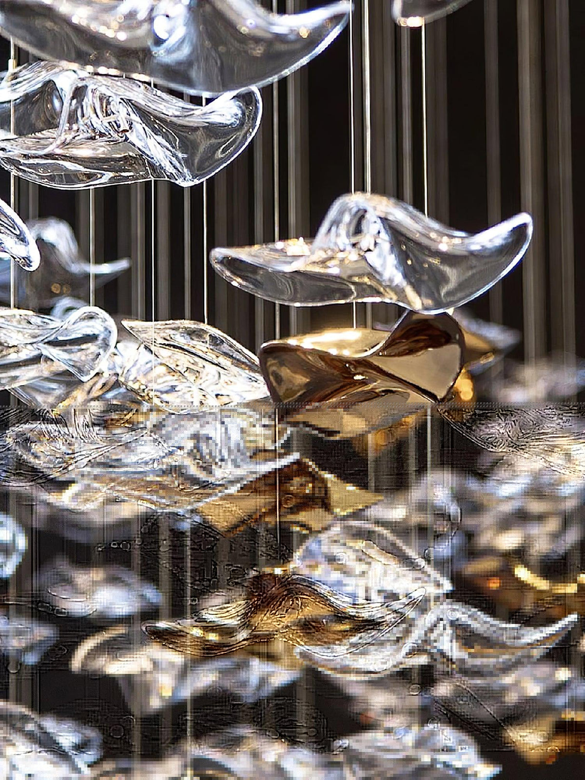 Lisk luxuriöse Kronleuchter aus Messing linear