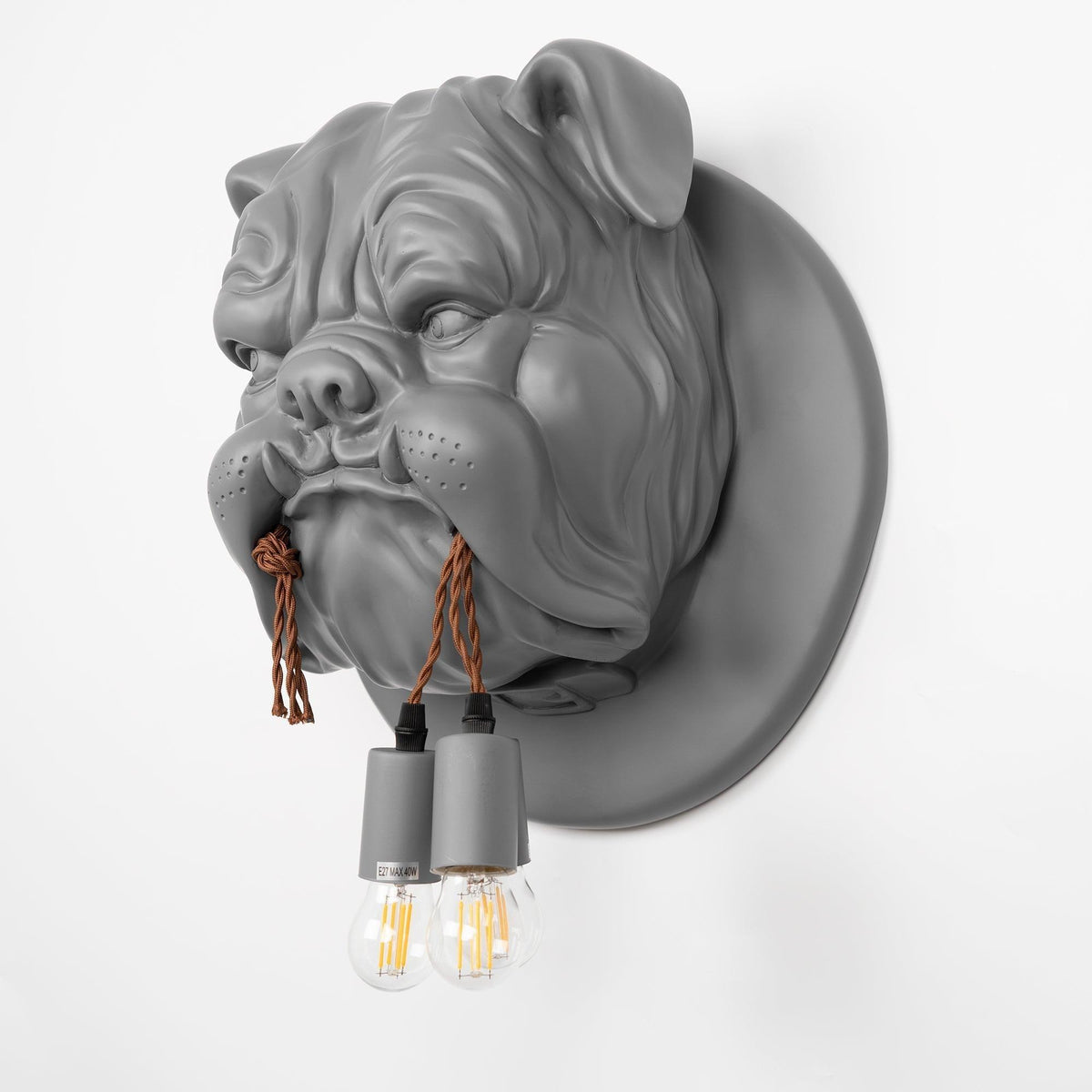 Umeri Wandleuchte Bulldog-Skulptur whimsisch