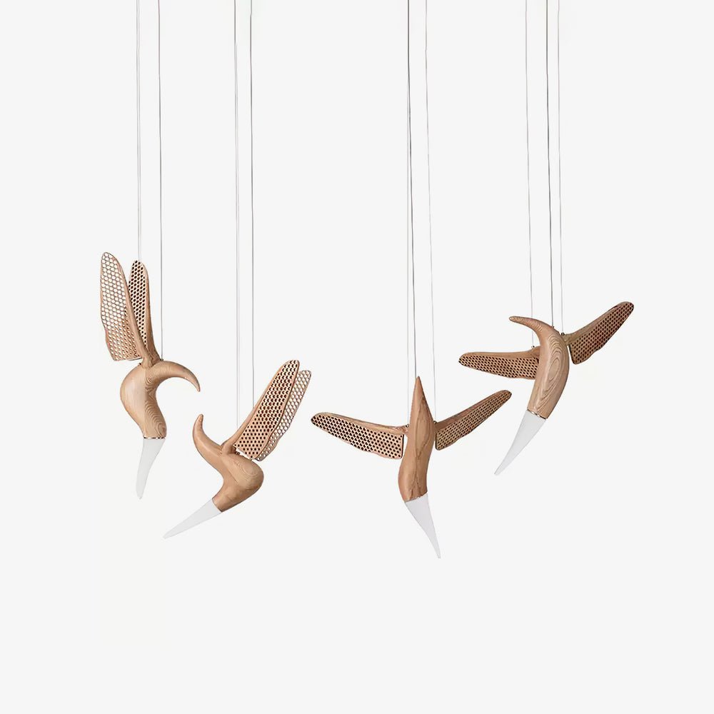 Elsilor Avian-Inspired Holz-Pendelleuchte