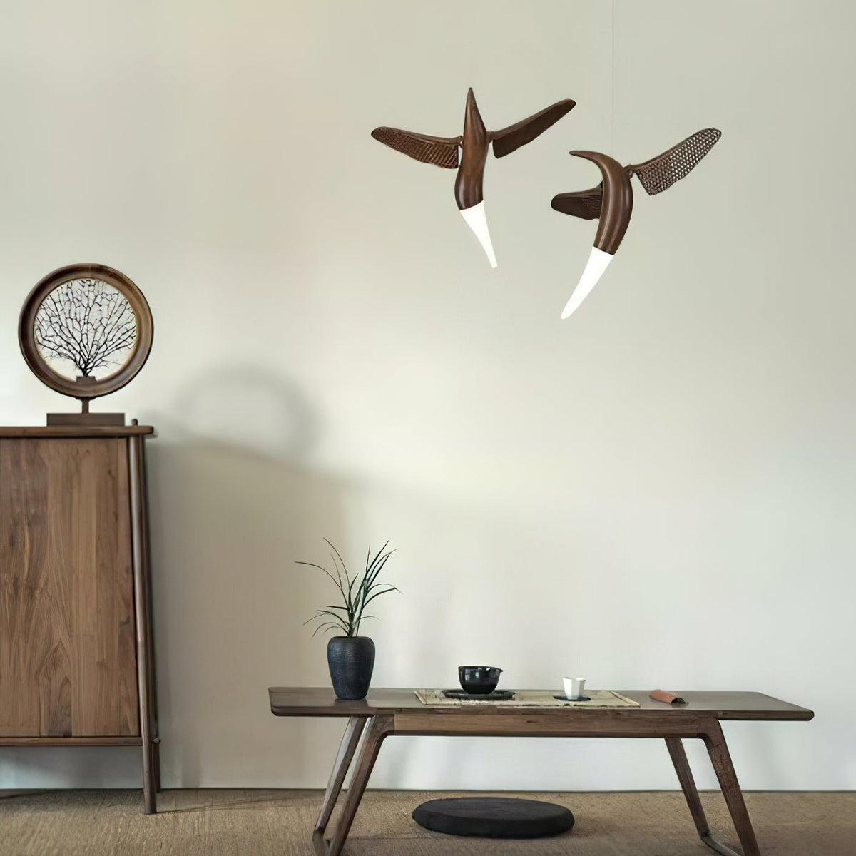 Elsilor Avian-Inspired Holz-Pendelleuchte