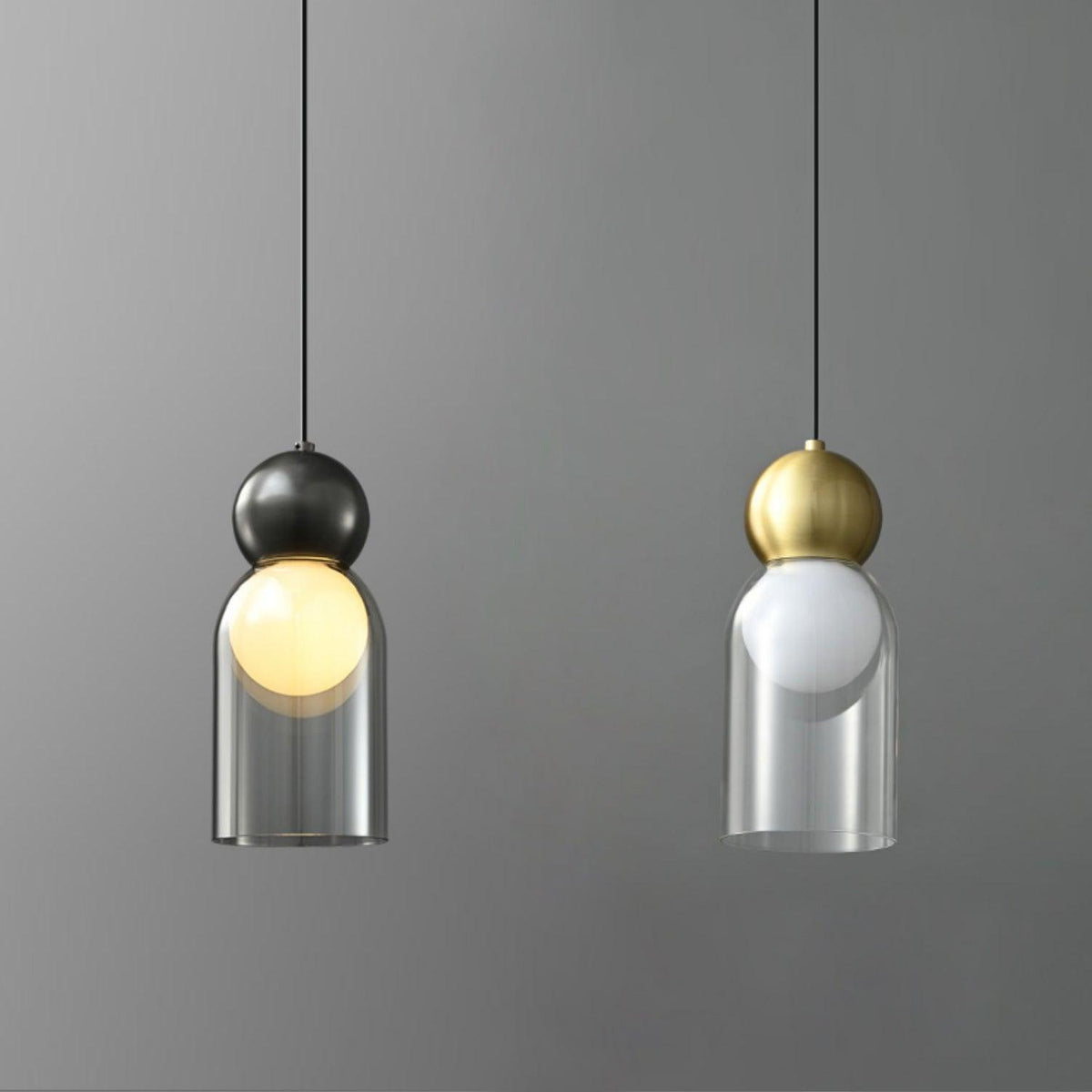 Veloina Pendelleuchte aus Messing mit Glas in geometrischem nordischem Stil