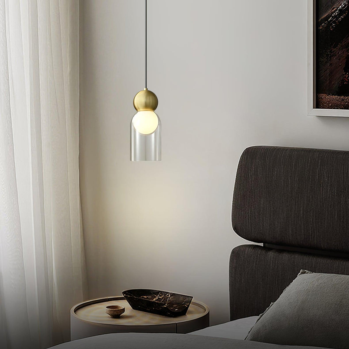 Veloina Pendelleuchte aus Messing mit Glas in geometrischem nordischem Stil