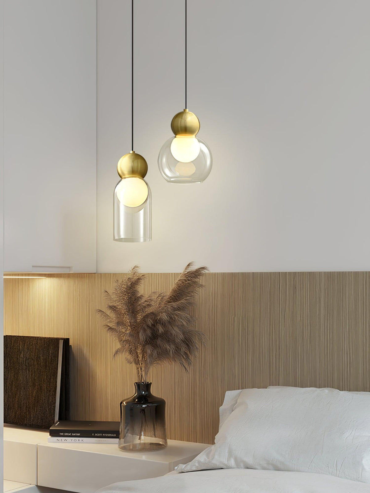 Veloina Pendelleuchte aus Messing mit Glas in geometrischem nordischem Stil