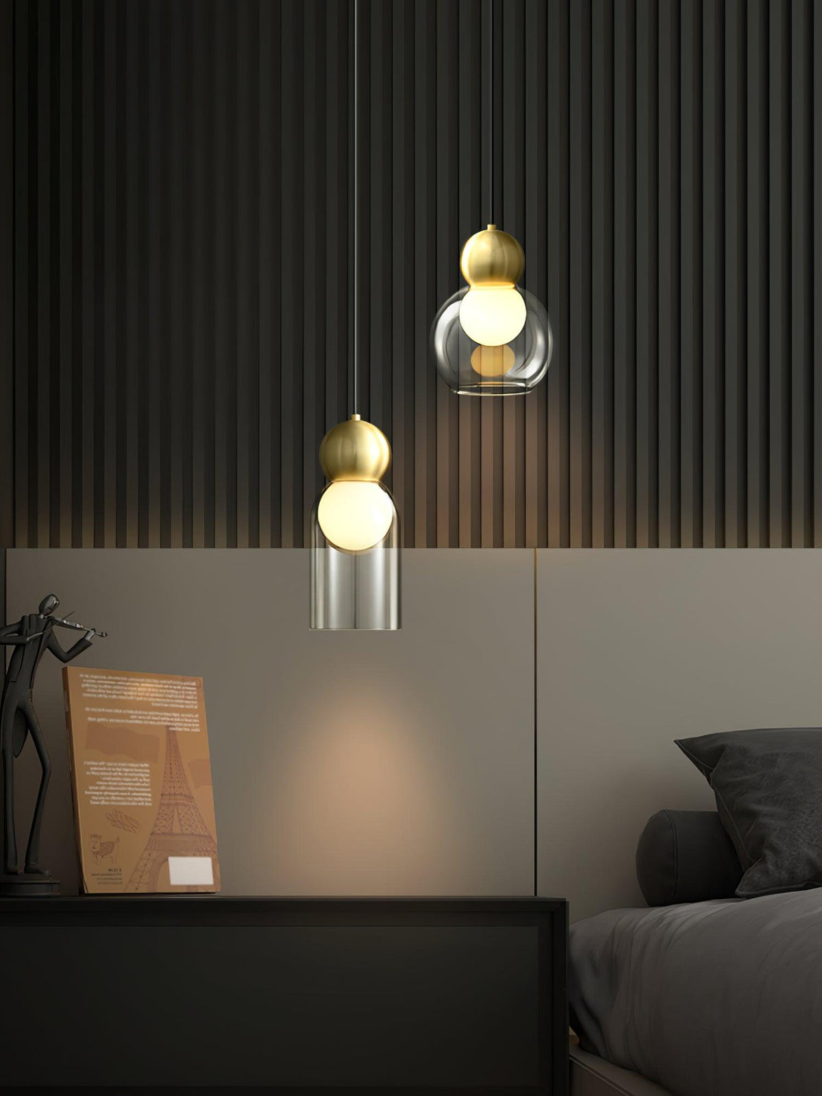 Veloina Pendelleuchte aus Messing mit Glas in geometrischem nordischem Stil
