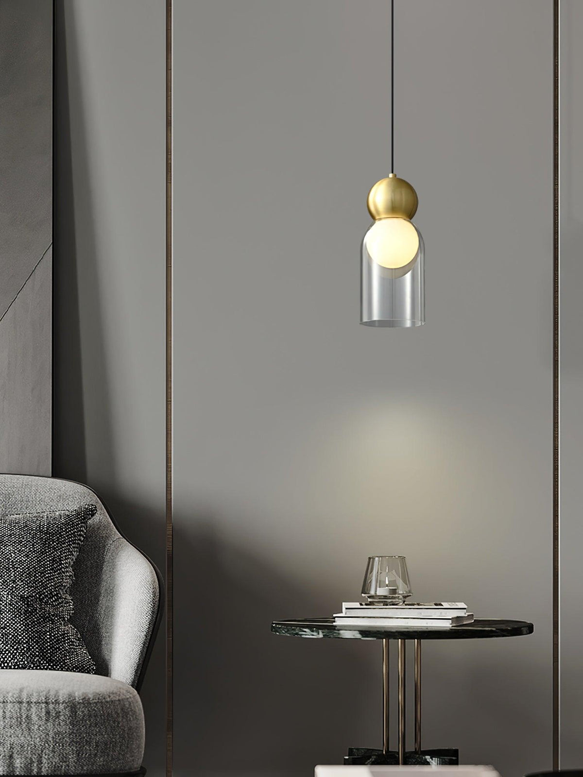 Veloina Pendelleuchte aus Messing mit Glas in geometrischem nordischem Stil