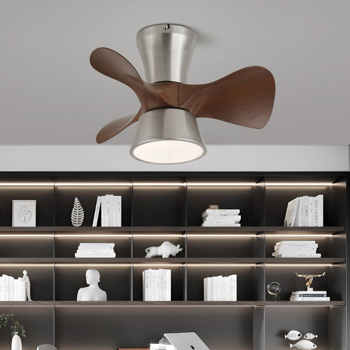 Nera Deckenventilator mit Beleuchtung aus Holz im modernen Stil